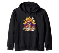 Chess King Fox Crown Knight Pawn Royal Strategy Cartoon Art Zip Hoodie
