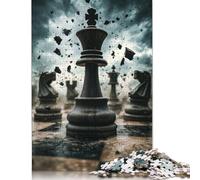 Chess King in Storm Puzzle Unique Home Decor Paper Rectangular Jigsaw Puzzle for Adults Teen 1000pcs (75x50cm)