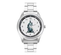 Chess King Queen Knight Men's Casual Watch with Stainless Steel Strap Alloy Quartz Wrist Watches