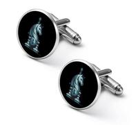 Chess King Queen Knight Shirt Cufflinks Round Cuff Links for Business Wedding Party Father's Day Gift 2.0cm