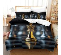 Chess King-strategic Leadership Style Duvet Cover Sets 3 PCS Hotel Quality Quilt Cover Bed Sets Bed Covers with Pillowcases with Zipper Closure Hypoallergenic Soft Breathable Microfiber Super King（260