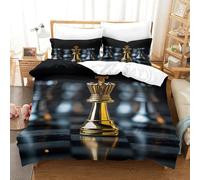 Chess King-strategic Leadership Style Duvet Cover Sets 3 PCS Hotel Quality Quilt Cover Bedding Sets Bed Covers with Pillowcases with Zipper Closure Ultra Soft Anti Allergic Microfiber King（220x240cm）