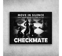 Chess Lover,Chess Poster,Move in Silence,Only Speak When It's Time to Say,Checkmate Fun Saying Metal Tin Signage Antique Plaque Rustic Poster Bar Home Wall Decor 8x12 Inch