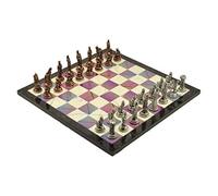 Chess Metal Set Set Medium Trojan Sparta Ancient Stone Spring Patterned Chessboard Quality Gift Custom Made Luxury