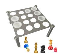 Chess Mold Holder - Stainless Steel Casting Stand | 16 Hole Multi Size Support Feature | Keeps Silicone Chess Piece Molds Upright and Stable During Resin Or Plaster Casting Use