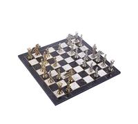 Chess Mythologic Pegasus Figures Metal Chess Set for Adult Handmade Pieces and Marble Design Wood Chess Board King 9.5cm