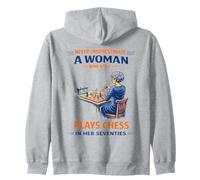 Chess Never Underestimate A Woman in Her Seventies Zip Hoodie