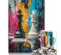 Chess Oil Painting 1000 Piece Jigsaw Puzzle for Adults Teens,Decompressing Intellectual Educational Toy Birthday Present,Gifts,Wall Art (38x26cm)