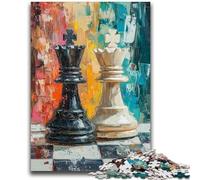 Chess Oil Painting 1000 Piece Jigsaw Puzzle for Adults Teens,Stress Reliever Difficult Challenge Deal As Gifts for The Whole Family (38x26cm)