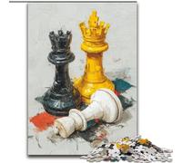 Chess Oil Painting 1000 Pieces Jigsaw Puzzle for Adults& Teens, Educational Games DIY Toys with Matching Poster And Trivia Sheet for Age 14+ (50x75cm)