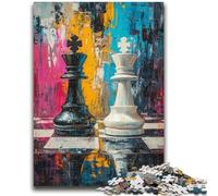 Chess Oil Painting Jigsaw Puzzles for Adults 1000 Piece Puzzle,Challenging Game And Family Play for Is Ideal As A Gift for The Whole Family (50x75cm)