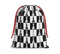 Chess on Checkered Print Drawstring Bag wrap, String Pouches, Premium Packaging Bags for Business & Events M