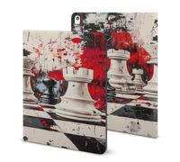 Chess Paiting Printed Tablet Cases Compatible with iPad Series Pencil Holder Slim Trifold Stand Protective Cover