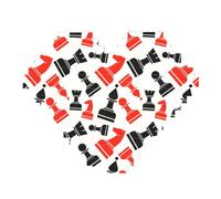 Chess Pattern Print Art Brick Puzzle Heart Shaped DIY Building Blocks Set 3D Jigsaw Home Decor 82 Pieces