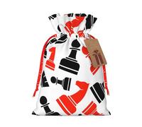 Chess Pattern Print Drawstring Gift Reusable Bags Eco-Friendly Pouches Holiday Birthday Favors Sack