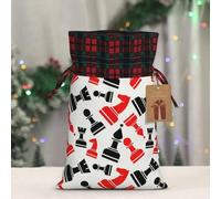 Chess Pattern Print Festive Drawstring Gift Eco-Friendly Bags Reusable Pouches Birthday Wedding Party