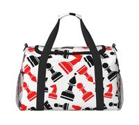 Chess Pattern Print Functional Travel Tote Ample Space Travel Bag Foldable Carry On Tote for Weekender