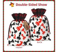 Chess Pattern Print Gift Reusable Bags Festive Drawstring Party Favors Pouches Versatile Seasonal