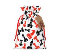 Chess Pattern Print Holiday Birthday Favors Gift Drawstring Bags Winter Celebrations Goodie Pouches