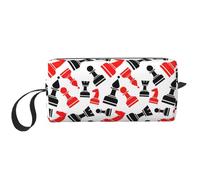 Chess Pattern Print Simple Organizer Pouch, Lightweight Travel Bag, Foam Padded Cosmetic Case