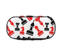 Chess Pattern Print Stylish School Students Pencil Bag Reusable Pens Makeup Toiletry Case Easy Access