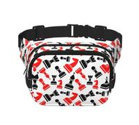 Chess Pattern Print Waist Pack Square Waist Bag Workout Hiking Running Travel Gym Pretty Zipper Fashion