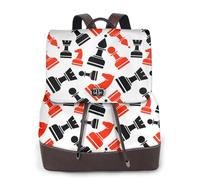 Chess Pattern Print Women Backpack Waterproof Anti-Theft Lightweight Pu Fashion Leather Nylon School Shoulder Bag Travel Backpack