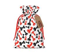 Chess Pattern Printing 1 Pc Christmas Bag With Drawstring For All Adults To Give Presents Halloween