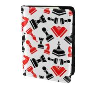 Chess Pattern Printing Cowhide Passport Holder,Passport Cover,Travel Card Cover Case For Men Women,Documents Protector, Black, One Size
