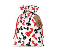 Chess Pattern Printing Fashion Bag Lightweight Drawstring Pouch With Kraft Tag For Christmas Halloween