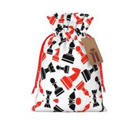 Chess Pattern Printing Practical Christmas Bag With Drawstring,4.7x6.9 Inch For Christmas Halloween