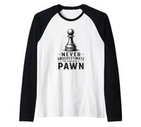 Chess Pawn Gift Never Underestimate Power Strategy Player Raglan Baseball Tee
