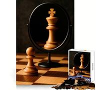 Chess Pawn King Reflection for Adults 1000 Piece Puzzle Brain Wellness Pleasant Leisure Neat Cut Meaningful Gift (38x26cm)