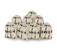 Chess Piece Brown Pattern Bunches Pocket Cotton And Hemp with Drawstring 8 Pieces Reusable Gift Bags Jewelry Pouch for Wedding DIY Craft Party (4.9 X 6.7 Inch)