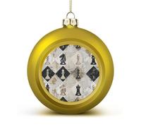 Chess Piece Brown Pattern Christmas Balls Ornaments for Xmas Christmas Tree 1.6" Hanging Shatterproof Xmas Balls Hanging Decor Pendants for Holiday Party Outdoor Indoor DIY Craft Supplies