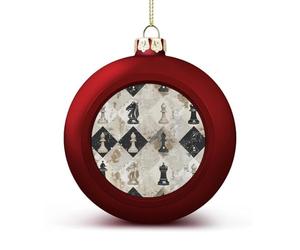 Chess Piece Brown Pattern Christmas Balls Ornaments for Xmas Christmas Tree 1.6" Hanging Shatterproof Xmas Balls Hanging Decor Pendants for Holiday Party Outdoor Indoor DIY Craft Supplies