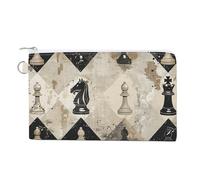 Chess Piece Brown Pattern Coin Purses with Zipper, Personalized Zero Wallet for Shopping, Small Makeup Pouches Bag for Travel, Card Organizer Case, Portable Canvas Change Purses