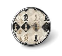 Chess Piece Brown Pattern Round Badge Cute Brooch Hats Jackets Decor Personalized Lapel Pin Clothing Jewelry Accessories for Wedding Party Gift