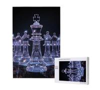Chess Pieces 3d Fantasy Style Neon Black Personalised 1000 Piece Wooden Jigsaw Puzzle For Adults, Custom Portrait Picture