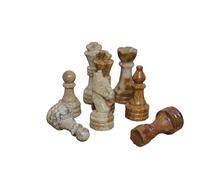 Chess Pieces - Complete Figure Set with Weighted Marble Pieces For 12 &15 Marble Chess Board Compatibility | Timeless Elegance in Chess Pieces Stone (Coral & Brown)