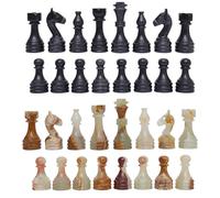 Chess Pieces - Complete Set with Weighted Marble Pieces 12 X 12 Marble Chess Board Compatibility | Timeless Elegance in Chess Pieces Stone (Black & Onyx Green)