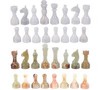 Chess Pieces - Complete Set with Weighted Marble Pieces 12 X 12 Marble Chess Board Compatibility | Timeless Elegance in Chess Pieces Stone (White & Green Onyx)