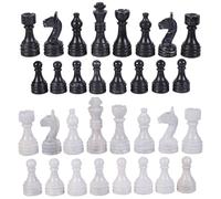 Chess Pieces - Complete Set with Weighted Marble Pieces 12 X 12 Marble Chess Board Compatibility | Timeless Elegance in Chess Pieces Stone (Black & White)