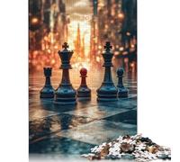Chess Pieces in Cityscape Puzzle Toy Educational Game Premium Cardboard Jigsaw Puzzle for Adult Children Easter Gift 1000pcs (26x38cm)