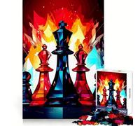 Chess Pieces in Fiery Abstract Art 1000 Pieces Jigsaw Puzzles for Adults Logic Ability Easy Relaxation Secure Join Lovely Gift (38x26cm)