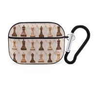 Chess Pieces Pattern Compatible with Airpod Pro Case PC Scratch-Resistant Drop-Proof Protective Cover with Keychain