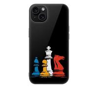 Chess Pieces Printed Phone Case Compatible with iPhone 15/15 Plus/15 Pro/15 Pro Max Glass Back Protective Shell