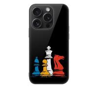Chess Pieces Printed Phone Case Compatible with iPhone 15/15 Plus/15 Pro/15 Pro Max Glass Back Protective Shell