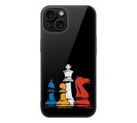 Chess Pieces Printed Phone Case Compatible with iPhone 15/15 Plus/15 Pro/15 Pro Max Glass Back Protective Shell