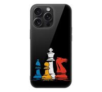 Chess Pieces Printed Phone Case Compatible with iPhone 15/15 Plus/15 Pro/15 Pro Max Glass Back Protective Shell